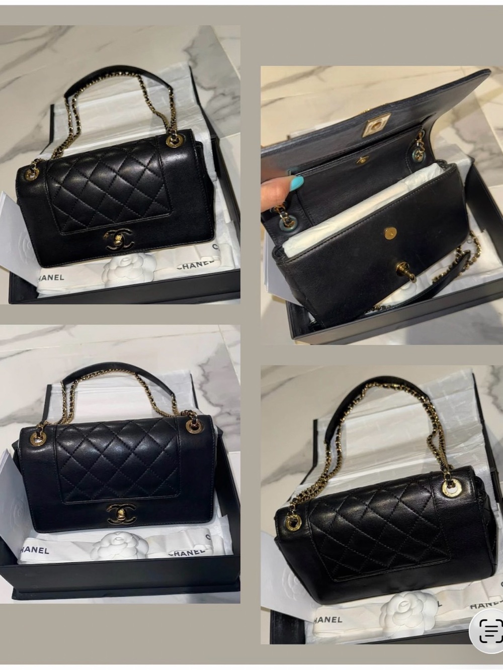 CHANEL Black Quilted Leather Shoulder Bag with Gold Hardware